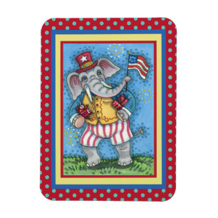 NIEDLICHER PATRIOTISCHER ELEFANG WAVING AMERIKANIS MAGNET
