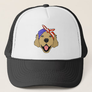 Niedlicher Patriotischer Golden Retriever Dog Truckerkappe