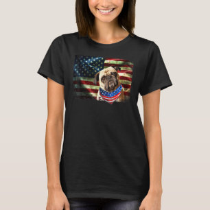 Niedlicher patriotischer Mops American Flag Hunde T-Shirt