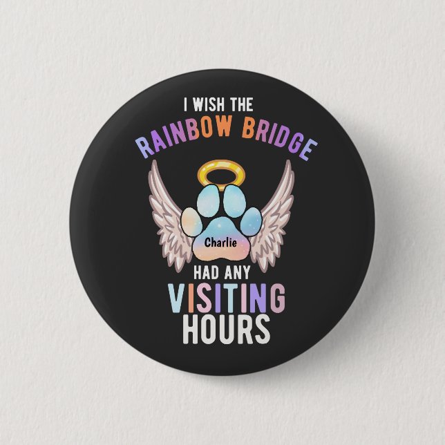 Niedlicher Päw-Hunde-Katze-Memorial Wings Button (Vorderseite)