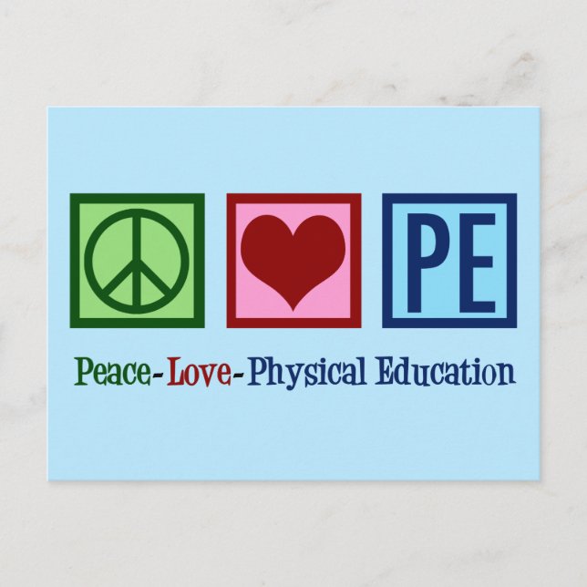 Niedlicher PE-Lehrer Friedens-Liebe Physische Bild Postkarte (Vorderseite)