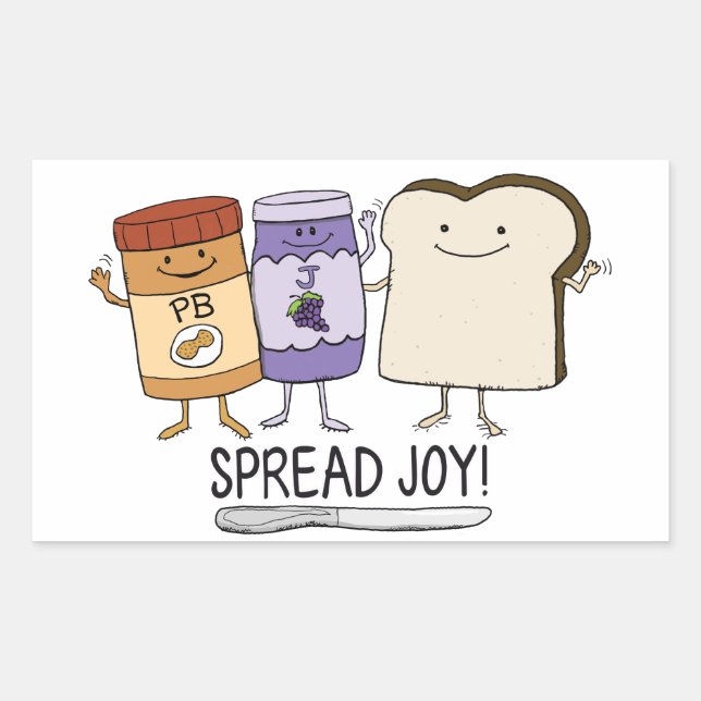 Niedlicher Peanut Butter & Jelly & Brot Spread Joy Rechteckiger Aufkleber (Vorderseite)