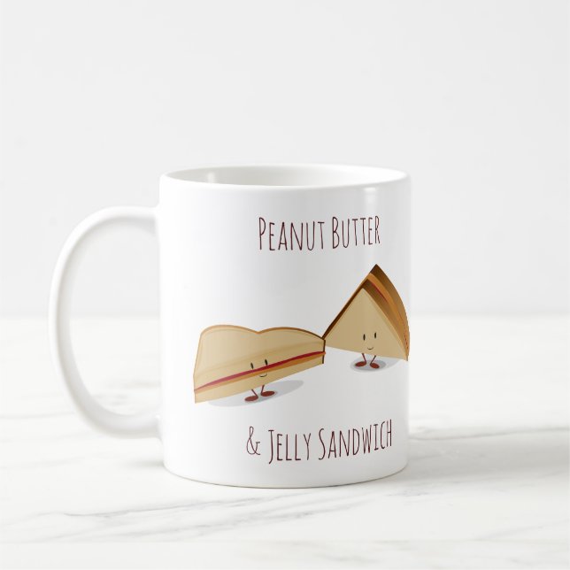Niedlicher Peanut Butter und Jelly Sandwich Food Kaffeetasse (Links)