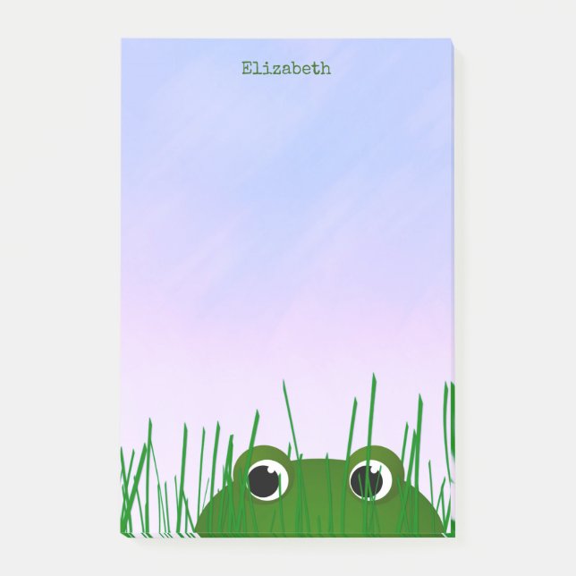 Niedlicher Peekfrosch personalisiert Post-it Klebezettel (Vorderseite)