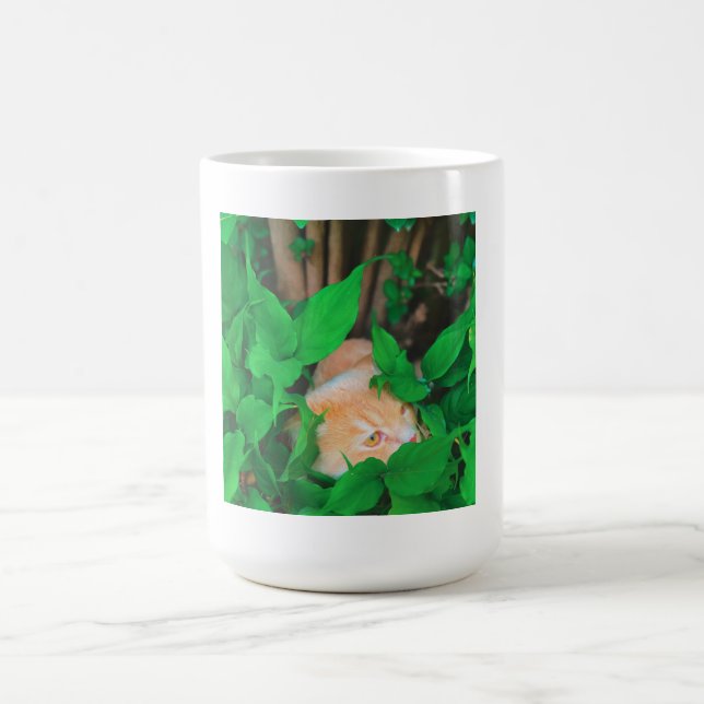 Niedlicher Peeking-Cat-Fot-Druck Kaffeetasse (Mittel)