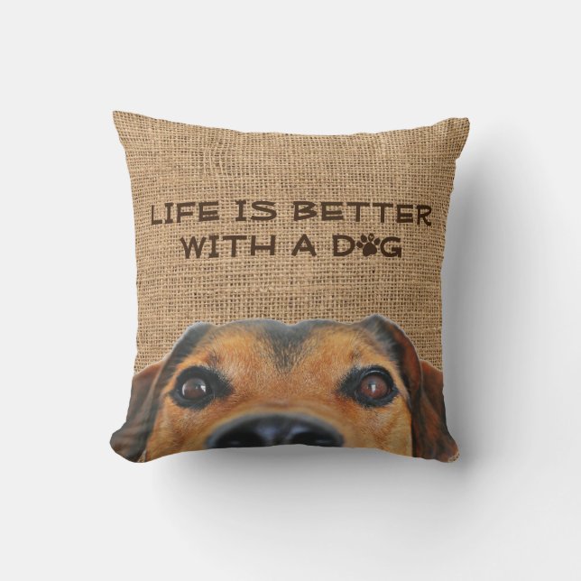 Niedlicher Peeking-Face-Dog Kissen (Vorderseite)