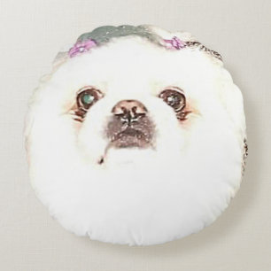 Niedlicher Pekingese Hund oder Wechsel zu Ihrem Hu Rundes Kissen