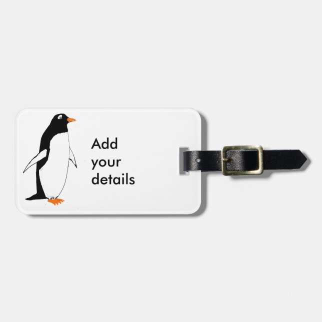 Niedlicher Penguin, addieren Details Gepäckanhänger (Vorderseite horizontal)