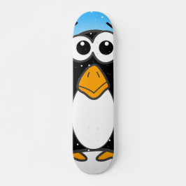 Niedlicher Penguin Cartoon Illustriert Blue Skateboard