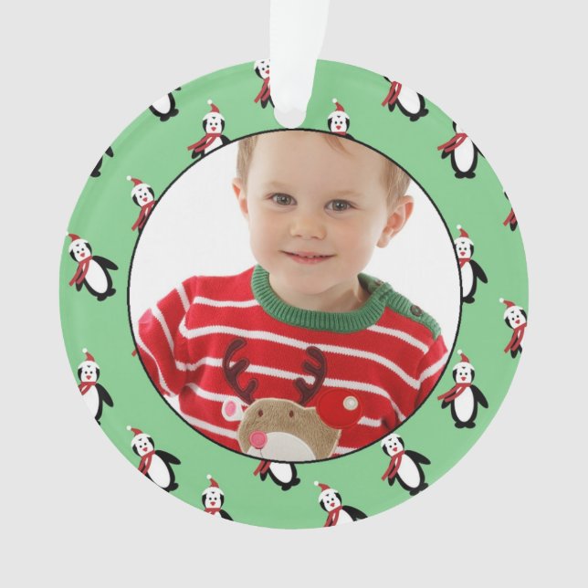 Niedlicher Penguin-Foto-Rahmen Ornament (Vorderseite)