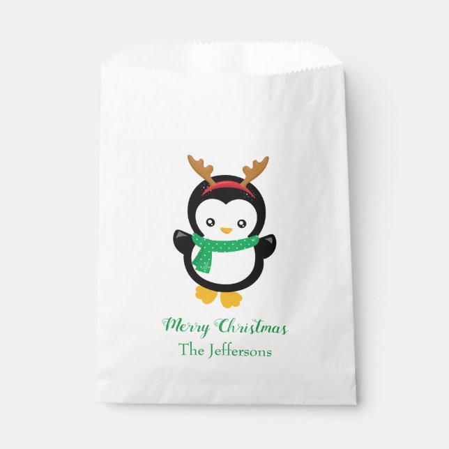 Niedlicher Penguin Frohe Weihnachten Geschenktütchen (Vorderseite)