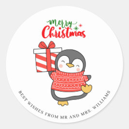 Niedlicher Penguin Frohe Weihnachten Runder Aufkleber