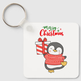Niedlicher Penguin Frohe Weihnachten Schlüsselanhänger