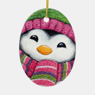 Niedlicher Penguin gekleidet für Schnee Keramik Ornament