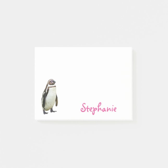 Niedlicher Penguin-Girly Name Post-it Klebezettel (Vorderseite)