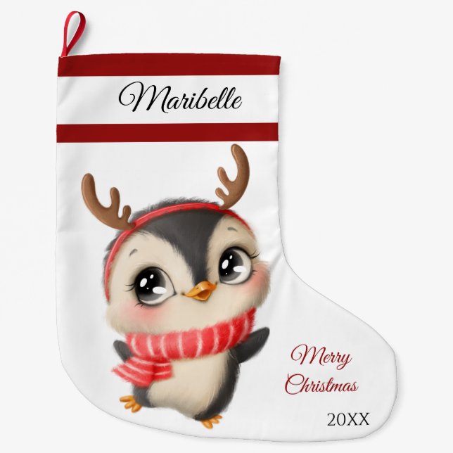 Niedlicher Penguin Grosser Weihnachtsmann Strumpf Großer Weihnachtsstrumpf (Vorderseite)