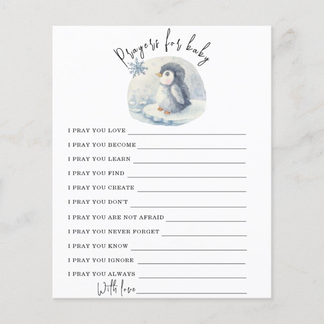 Niedlicher Penguin - Party | Gebete für Baby (Vorderseite)