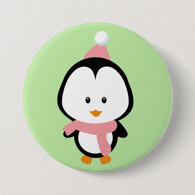 Niedlicher Penguin Round Button (Vorderseite)