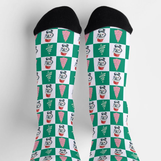 Niedlicher Penguin Santa Merry Weihnachtsbaum Part Socken (Oben)