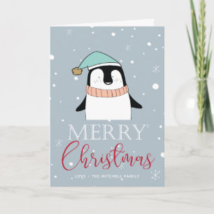 Niedlicher Penguin Weihnachts-Card-Cartoon-Stil Feiertagskarte