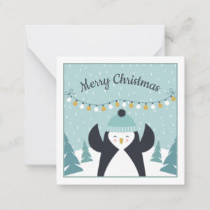 Niedlicher Penguin Winterkunst Frohe Weihnachten Mitteilungskarte
