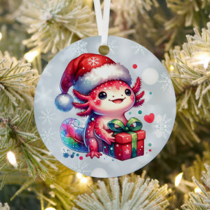 Niedlicher Personalisierter Axolotl Weihnachten Ornament Aus Metall
