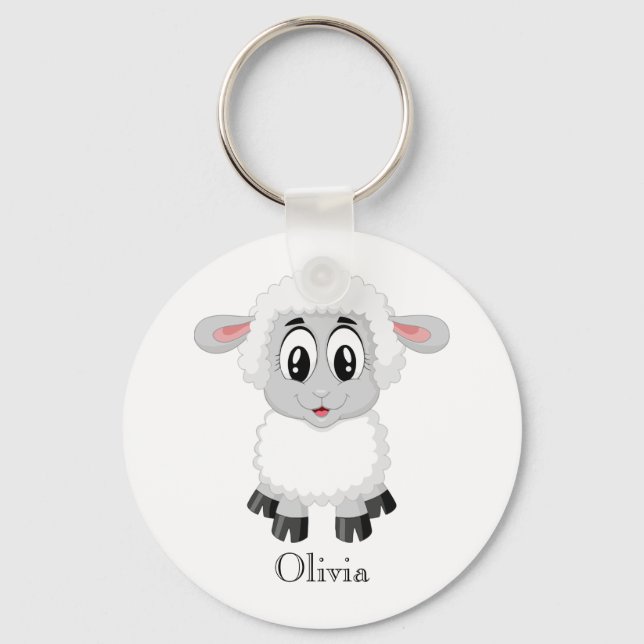 Niedlicher Personalisierter Baby Lamb Schlüsselanh Schlüsselanhänger (Vorderseite)
