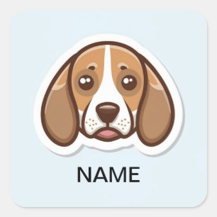 Niedlicher personalisierter Beagle Quadratischer Aufkleber
