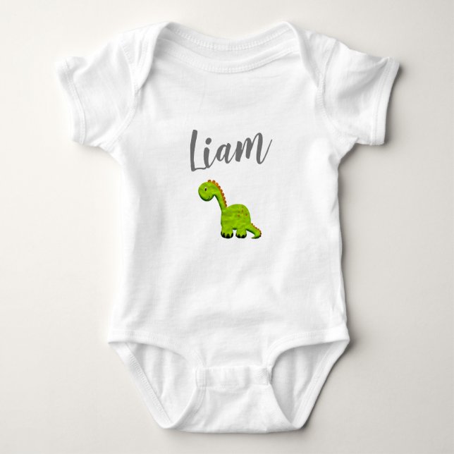 Niedlicher personalisierter Bodysuit mit Dino Baby Strampler (Vorderseite)