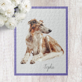 Niedlicher Personalisierter Borzoi Dog Jigsaw Puzz