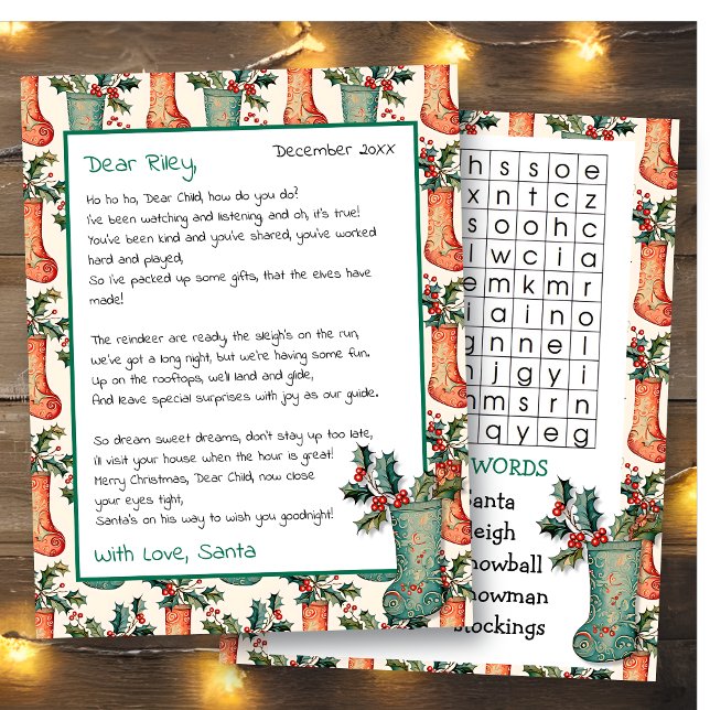 Niedlicher Personalisierter Brief vom Santa | Word (Von Creator hochgeladen)