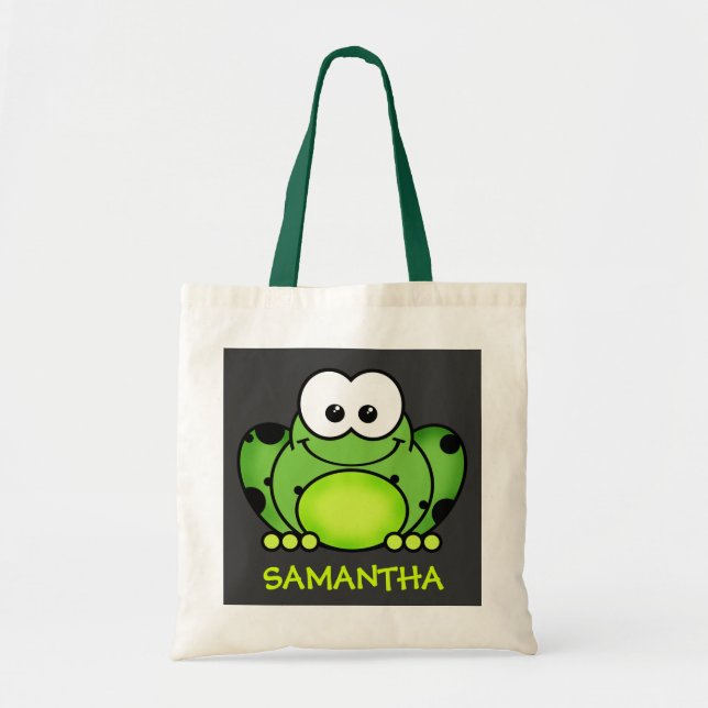 Niedlicher Personalisierter Cartoon Froschbeutel Tragetasche (Vorne)