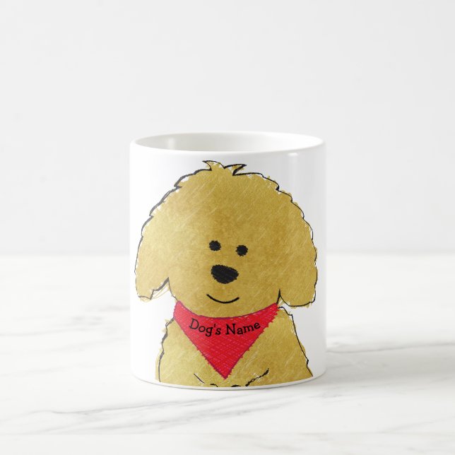 Niedlicher Personalisierter Cartoon Goldendoodle W Kaffeetasse (Mittel)