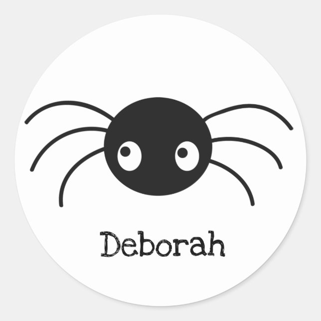 Niedlicher personalisierter Cartoon-Spinne Runder Aufkleber (Vorderseite)