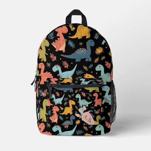Niedlicher Personalisierter Dinosaurier-Backpack Bedruckter Rucksack (Vorderseite)