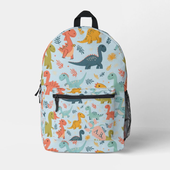 Niedlicher Personalisierter Dinosaurier-Backpack Bedruckter Rucksack (Vorderseite)
