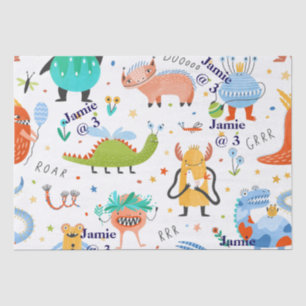 Niedlicher Personalisierter Dinosaurier-Kindergebu Seidenpapier