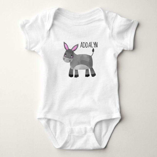 Niedlicher Personalisierter Donkey Säugling Kleink Baby Strampler (Vorderseite)