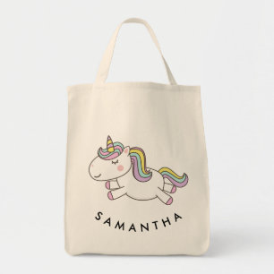 Niedlicher personalisierter Einhornregenbogen Tragetasche