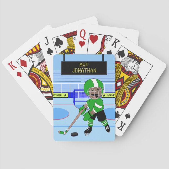Niedlicher personalisierter Eis-Hockeystern Spielkarten (Rückseite)