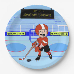 Niedlicher Personalisierter Eishockeystar RW Pappteller