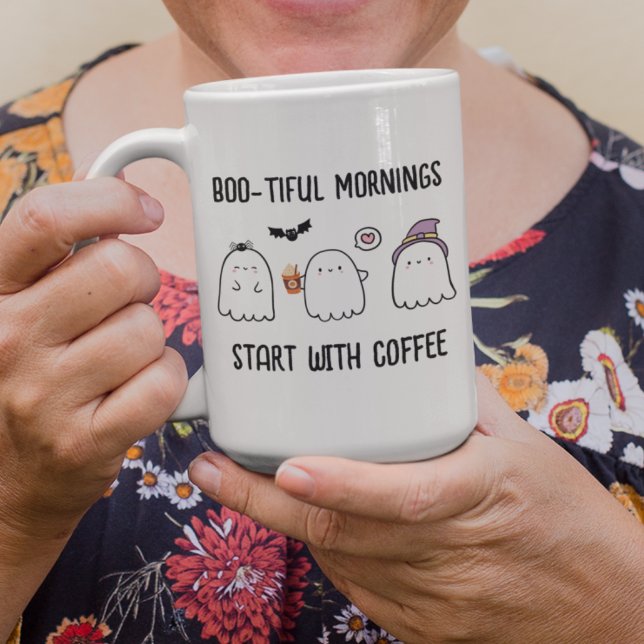 Niedlicher Personalisierter Fall Halloween-Geister Zweifarbige Tasse (Von Creator hochgeladen)
