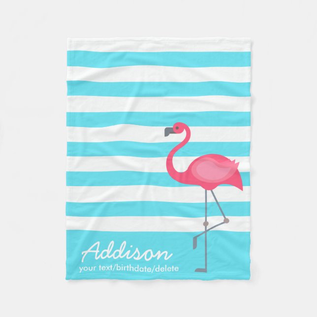 Niedlicher personalisierter Flamingo-tropischer Fleecedecke (Vorderseite)