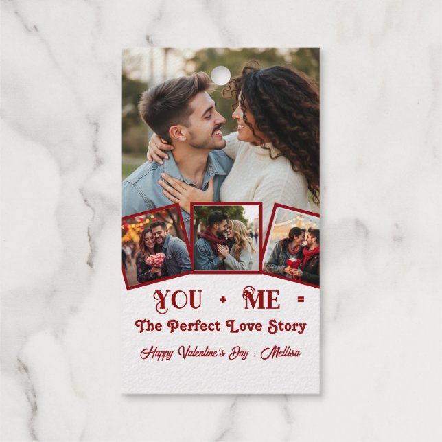 Niedlicher personalisierter Foto Valentinstag Geschenkanhänger (Rückseite)