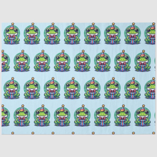 Niedlicher Personalisierter Frosch Thema Geburtsta Seidenpapier (Vorderseite)