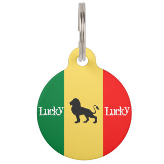 Niedlicher Personalisierter Gelber Rasta Reggae Haustiermarke
