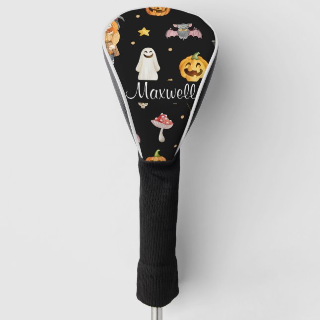 Niedlicher Personalisierter Halloween-Golfspieler Golf Headcover (Vorderseite)