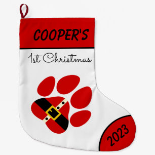 Niedlicher Personalisierter Hund 1. Weihnachtsfest Großer Weihnachtsstrumpf