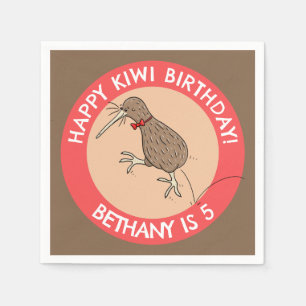 Niedlicher personalisierter Kiwi-Vogel-Geburtstag Serviette