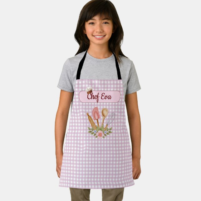 Niedlicher Personalisierter Koch Kochen Backen Ros Schürze (Insitu)